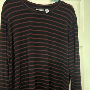 Long sleeved red and black striped top Size 2 (M)